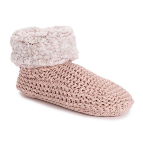 Women s MUK LUKS Sherpa Cuff Knit Boot Slippers