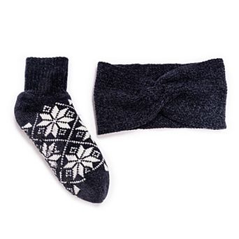 Women's MUK LUKS Chenille Headband and Moisturizing Socks Set