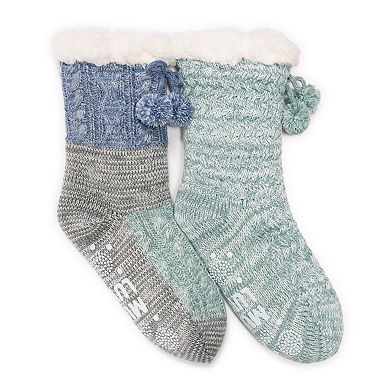Women's MUK LUKS 2-Pair Tall Pom Cabin Socks