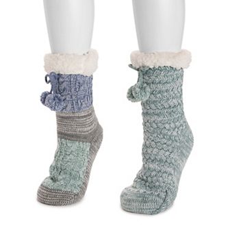 Women's MUK LUKS 2-Pair Tall Pom Cabin Socks