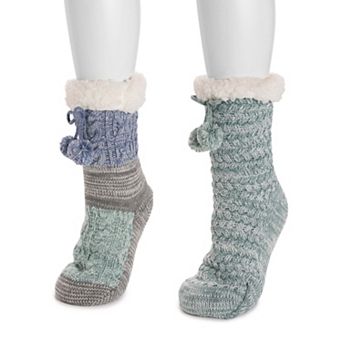 Women's MUK LUKS 2-Pair Tall Pom Cabin Socks