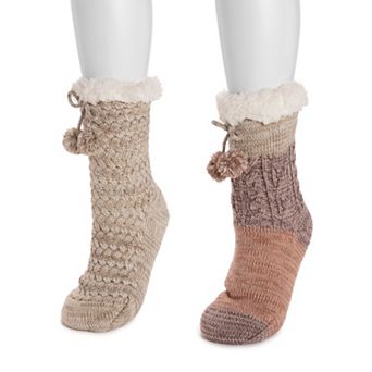 Women's MUK LUKS 2-Pair Tall Pom Cabin Socks
