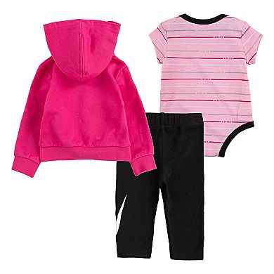 Baby Girl Nike Just Do It Striped Bodysuit 3 Piece Set