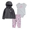 Baby Girl Nike Bodysuit, Hoodie and Leggings Set
