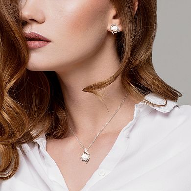 Stella Grace Freshwater Cultured Pearl & Diamond Accent Heart Necklace & Earring Set