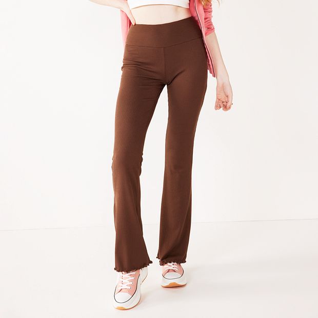 Soft Ribbed Lettuce Hem Flares