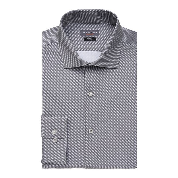 Van Heusen Traveler Stretch Men's Size M Classic Fit Button Dress Shirt -  Gray White - Medium