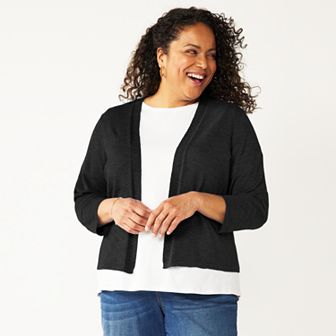 Plus Size Croft & Barrow® Open Front Cardigan