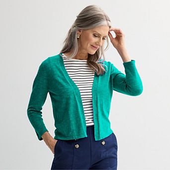 Petite Croft & Barrow® Open-Front Cardigan
