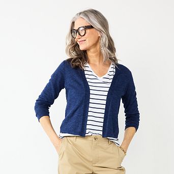 Petite Croft & Barrow® Open-Front Cardigan