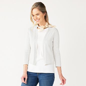 Petite Croft & Barrow® Open-Front Cardigan