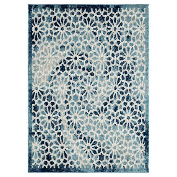 Royal Velvet Joann Textured Medallion Indoor Outdoor Rug 5' x 7'