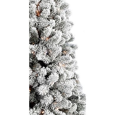 Fraser Farm Hill 7.5-ft. Flocked Alaskan Pine Artificial Christmas Tree with Smart String Lighting