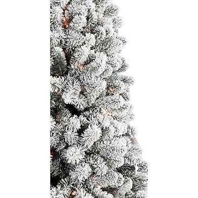 National Tree Company 7.5-ft. Flocked Alaskan Pine Artificial Christmas Tree with Smart String Lighting