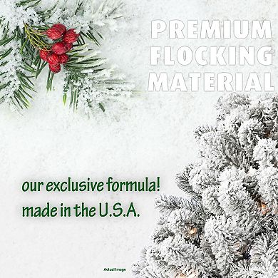 National Tree Company 7.5-ft. Flocked Alaskan Pine Artificial Christmas Tree with Smart String Lighting