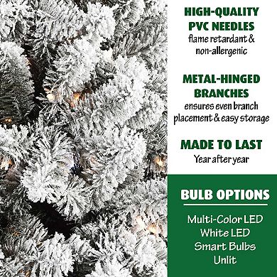 National Tree Company 7.5-ft. Flocked Alaskan Pine Artificial Christmas Tree with Smart String Lighting