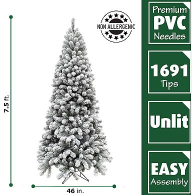 Fraser Farm Hill 7.5-ft. Flocked Alaskan Pine Artificial Christmas Tree