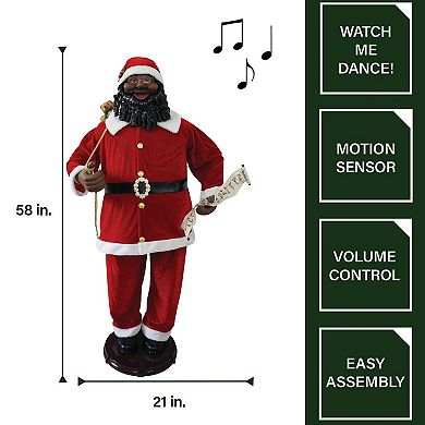 National Tree Company Dancing Life-Size Santa Christmas Floor Decor