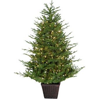 Fraser Hill Farm 4-ft. Adirondack Pre-Lit Potted Artificial Christmas Tree Decor