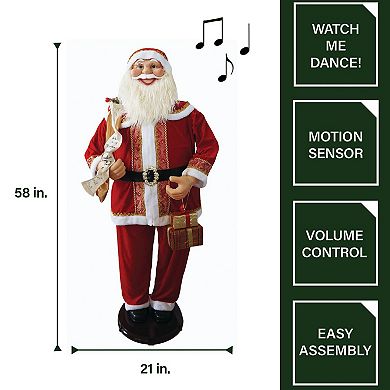 National Tree Company Dancing Santa Life-Size Christmas Floor Decor