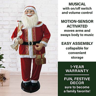 National Tree Company Dancing Santa Life-Size Christmas Floor Decor
