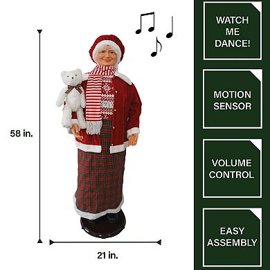 National Tree Company Dancing Mrs. Claus Life-Size Christmas Floor Decor