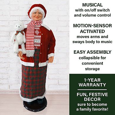 National Tree Company Dancing Mrs. Claus Life-Size Christmas Floor Decor