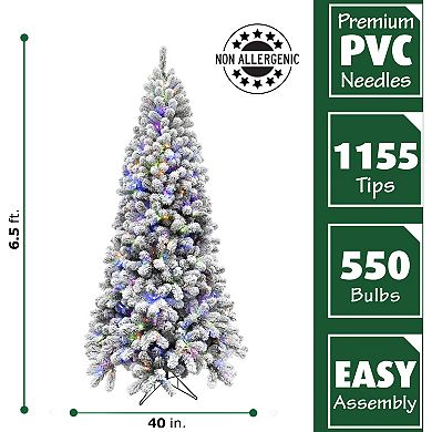 Fraser Farm Hill 6.5-ft. Flocked Alaskan Pine Artificial Christmas Tree