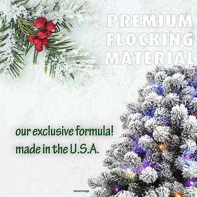 National Tree Company 7.5-ft. Multi-Color LED Flocked Alaskan Pine Artificial Christmas Tree