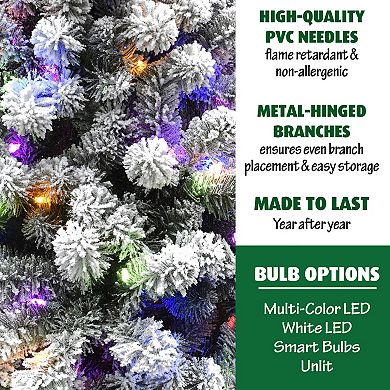 National Tree Company 7.5-ft. Multi-Color LED Flocked Alaskan Pine Artificial Christmas Tree