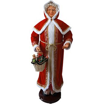 Fraser Farm Hill Dancing Mrs. Claus Hooded Cloak Life-Size Christmas Floor Decor