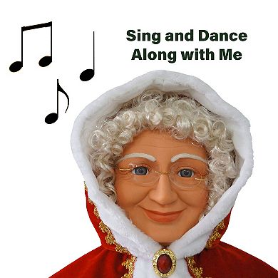 National Tree Company Dancing Mrs. Claus Hooded Cloak Life-Size Christmas Floor Decor