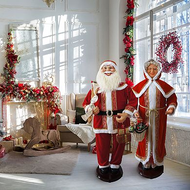 National Tree Company Dancing Mrs. Claus Hooded Cloak Life-Size Christmas Floor Decor