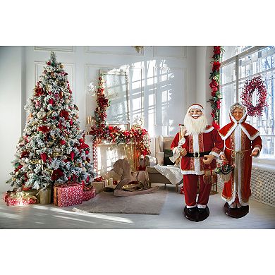 National Tree Company Dancing Mrs. Claus Hooded Cloak Life-Size Christmas Floor Decor