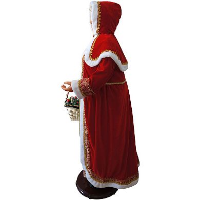 National Tree Company Dancing Mrs. Claus Hooded Cloak Life-Size Christmas Floor Decor