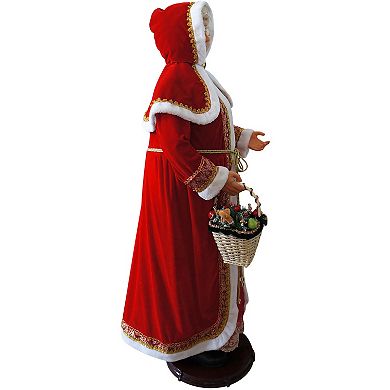 National Tree Company Dancing Mrs. Claus Hooded Cloak Life-Size Christmas Floor Decor