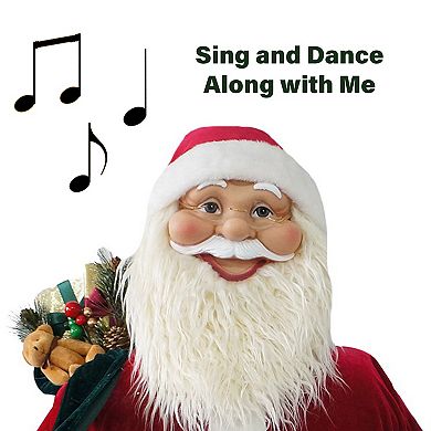 National Tree Company Dancing Santa Teddy Bear Life-Size Christmas Floor Decor