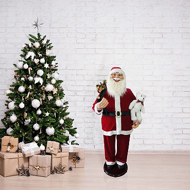 National Tree Company Dancing Santa Teddy Bear Life-Size Christmas Floor Decor