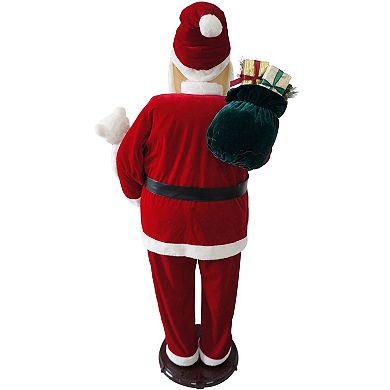 National Tree Company Dancing Santa Teddy Bear Life-Size Christmas Floor Decor