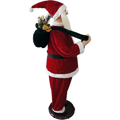 National Tree Company Dancing Santa Teddy Bear Life-Size Christmas Floor Decor