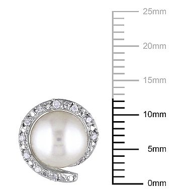 Stella Grace Freshwater Cultured Pearl & 1/10 Carat T.W Diamond Stud Earrings