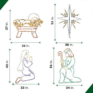 Fraser Farm Hill Christmas LED Nativity Outdoor Decor 4-piece Set