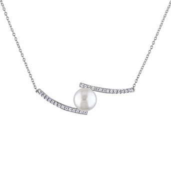 Stella Grace Freshwater Cultured Pearl & Lab-Created White Sapphire Bypass Necklace