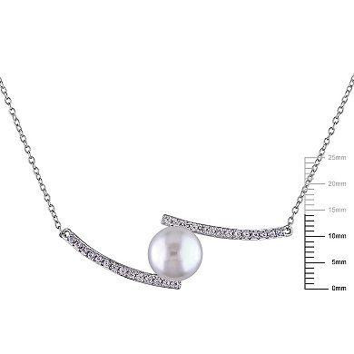 Stella Grace Freshwater Cultured Pearl & Lab-Created White Sapphire Bypass Necklace
