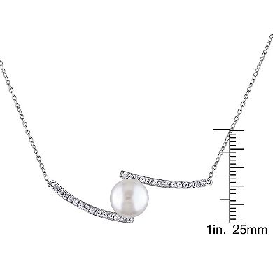 Stella Grace Freshwater Cultured Pearl & Lab-Created White Sapphire Bypass Necklace