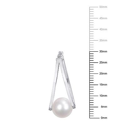 Stella Grace Sterling Silver Freshwater Cultured Pearl Split Oval Hoop Earrings