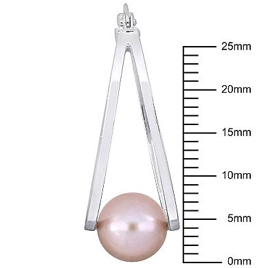 Stella Grace Sterling Silver Dyed Pink Freshwater Cultured Pearl Split Oval Hoop Earrings