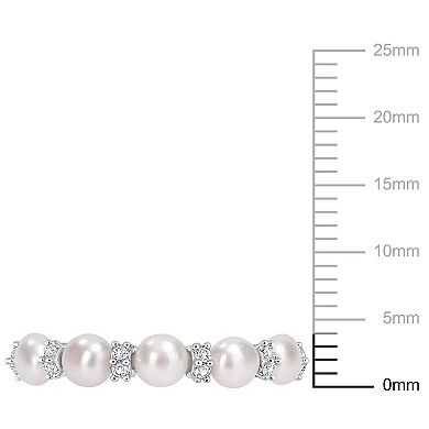 Stella Grace Sterling Silver Freshwater Cultured Pearl & White Topaz Wedding Ring