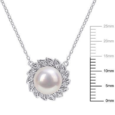 Stella Grace Sterling Silver Freshwater Cultured Pearl & Lab-Created White Sapphire Necklace