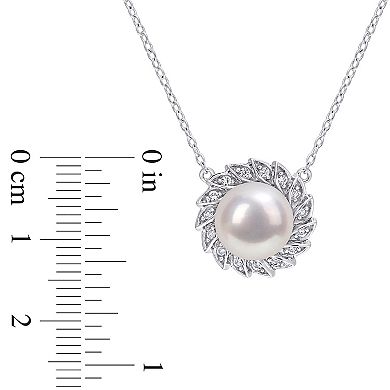Stella Grace Sterling Silver Freshwater Cultured Pearl & Lab-Created White Sapphire Necklace